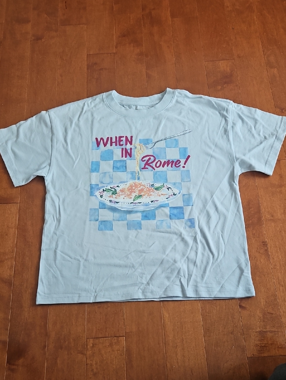 New "When in Rome!" Graphic Tee - Light Blue